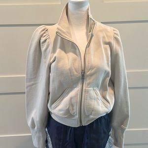 Veronica Beard Zipup Sweatshirt with puffed sleeves